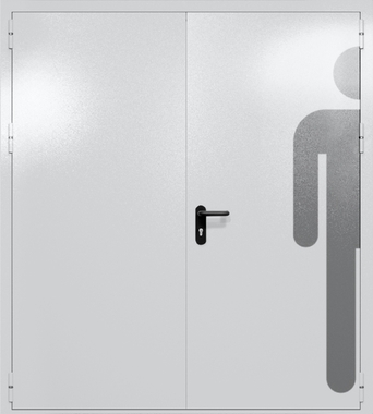 Двупольная глухая дверь ei-60 с обозначением санузла (цвет светло-серый RAL 7047) Двупольная глухая дверь ei-60 с обозначением санузла (цвет светло-серый RAL 7047)