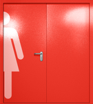 Двупольная глухая дверь ei-60 с обозначением санузла (цвет красный RAL 3020)