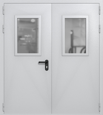 Двупольная дверь ei-60 со стеклами 600x400 (цвет светло-серый RAL 7047) Двупольная дверь ei-60 со стеклами 600x400 (цвет светло-серый RAL 7047)