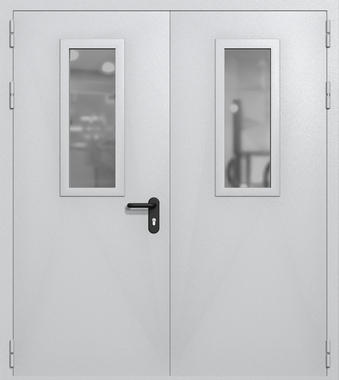 Двупольная дверь ei-60 со стеклами 700x300 (цвет светло-серый RAL 7047) Двупольная дверь ei-60 со стеклами 700x300 (цвет светло-серый RAL 7047)
