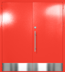 Двупольная глухая техническая дверь с отбойниками (цвет красный RAL 3020)