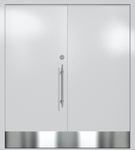 Двупольная глухая техническая дверь с отбойниками (цвет светло-серый RAL 7047)