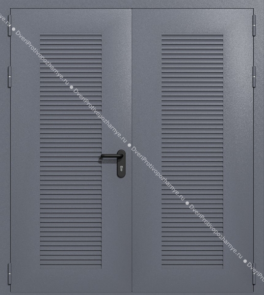 Двупольная глухая техническая дверь с вентиляцией (цвет темно-серый RAL 7015)