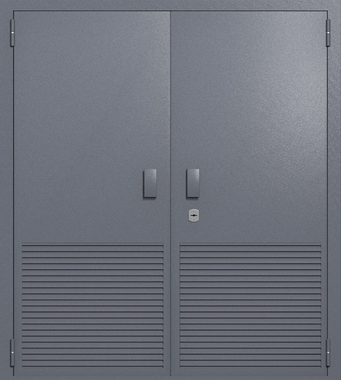 Двупольная глухая техническая дверь с вентиляцией (цвет темно-серый RAL 7015) Двупольная глухая техническая дверь с вентиляцией (цвет темно-серый RAL 7015)