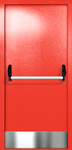 Однопольная глухая дверь ei-60 с отбойником и ручкой «антипаника» (цвет красный RAL 3020)