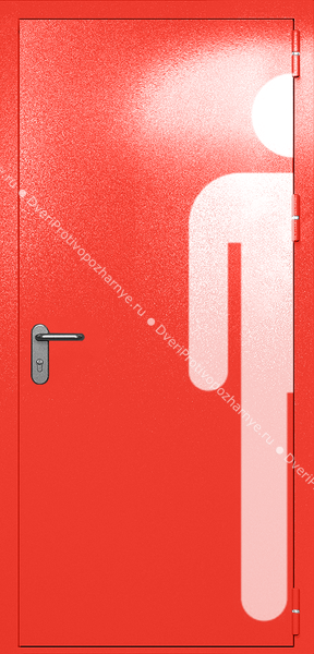 Однопольная глухая дверь ei-60 с обозначением санузла (цвет красный RAL 3020)