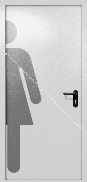 Однопольная глухая дверь ei-60 с обозначением санузла (цвет светло-серый RAL 7047)