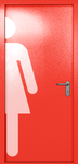 Однопольная глухая дверь ei-60 с обозначением санузла (цвет красный RAL 3020)
