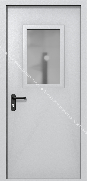 Однопольная дверь ei-60 со стеклом 600x400 (цвет светло-серый RAL 7047)