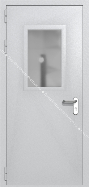 Однопольная дверь ei-60 со стеклом 600x400 и ручками хром (цвет светло-серый RAL 7047) Однопольная дверь ei-60 со стеклом 600x400 и ручками хром (цвет светло-серый RAL 7047)