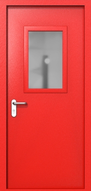 Однопольная дверь ei-60 со стеклом 600x400 и ручками хром (цвет красный RAL 3020) Однопольная дверь ei-60 со стеклом 600x400 и ручками хром (цвет красный RAL 3020)