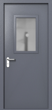Однопольная дверь ei-60 со стеклом 600x400 и ручками хром (цвет темно-серый RAL 7015) Однопольная дверь ei-60 со стеклом 600x400 и ручками хром (цвет темно-серый RAL 7015)