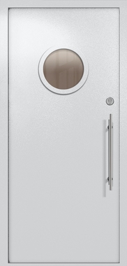 Однопольная техническая дверь с круглым стеклом (цвет светло-серый RAL 7047)