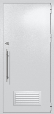 Однопольная глухая техническая дверь с вентиляцией (цвет светло-серый RAL 7047) Однопольная глухая техническая дверь с вентиляцией (цвет светло-серый RAL 7047)