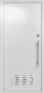 Однопольная глухая техническая дверь с вентиляцией (цвет светло-серый RAL 7047) Однопольная глухая техническая дверь с вентиляцией (цвет светло-серый RAL 7047)