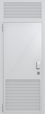 Однопольная глухая техническая дверь с верхней вставкой и вентиляцией (цвет светло-серый RAL 7047)