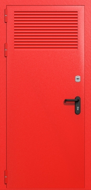 Однопольная глухая техническая дверь с вентиляцией (цвет красный RAL 3020) Однопольная глухая техническая дверь с вентиляцией (цвет красный RAL 3020)