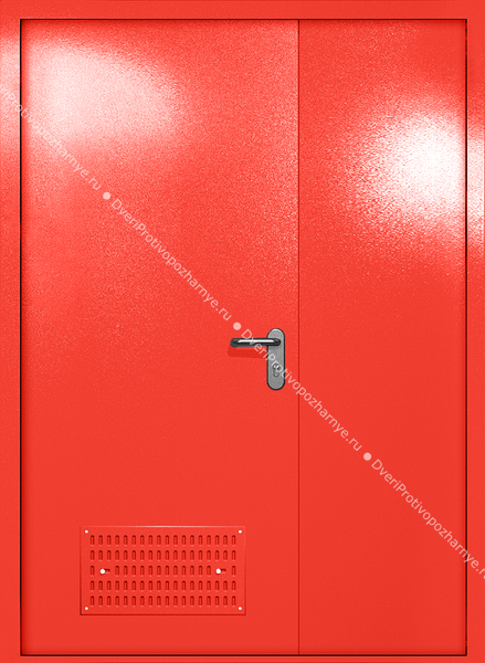 Полуторапольная глухая дверь ei-60 с вентиляцией (цвет красный RAL 3020) Полуторапольная глухая дверь ei-60 с вентиляцией (цвет красный RAL 3020)
