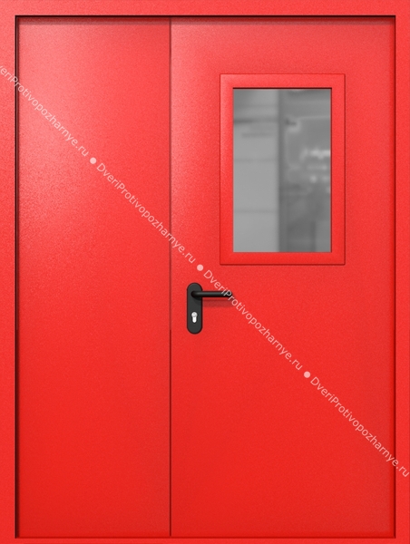 Полуторапольная дверь ei-60 со стеклом 600x400 (цвет красный RAL 3020) Полуторапольная дверь ei-60 со стеклом 600x400 (цвет красный RAL 3020)