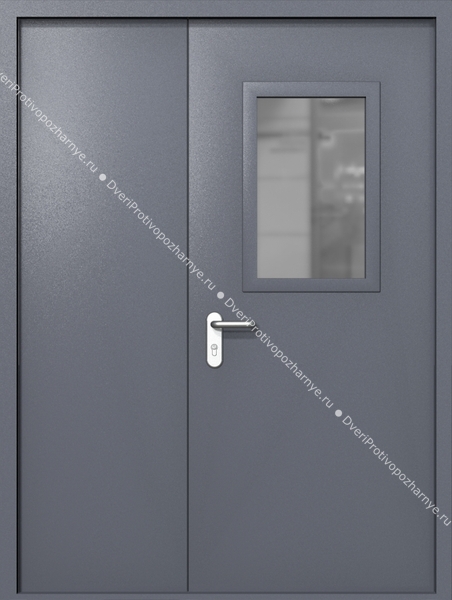 Полуторапольная дверь ei-60 со стеклом 600x400 и ручками хром (цвет темно-серый RAL 7015) Полуторапольная дверь ei-60 со стеклом 600x400 и ручками хром (цвет темно-серый RAL 7015)