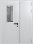 Полуторапольная дверь ei-60 со стеклом 700x300 (цвет светло-серый RAL 7047)