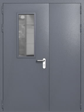 Полуторапольная дверь ei-60 со стеклом 700x300 и ручками хром (цвет темно-серый RAL 7015) Полуторапольная дверь ei-60 со стеклом 700x300 и ручками хром (цвет темно-серый RAL 7015)