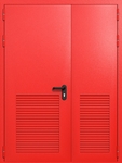 Полуторапольная глухая техническая дверь с вентиляцией (цвет красный RAL 3020)