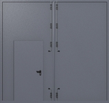 Распашные крупногабаритные ворота ei-60 с калиткой (цвет темно-серый RAL 7015)