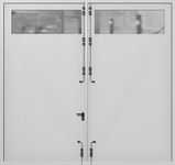 Распашные крупногабаритные ворота ei-60 с остеклением (цвет светло-серый RAL 7047)