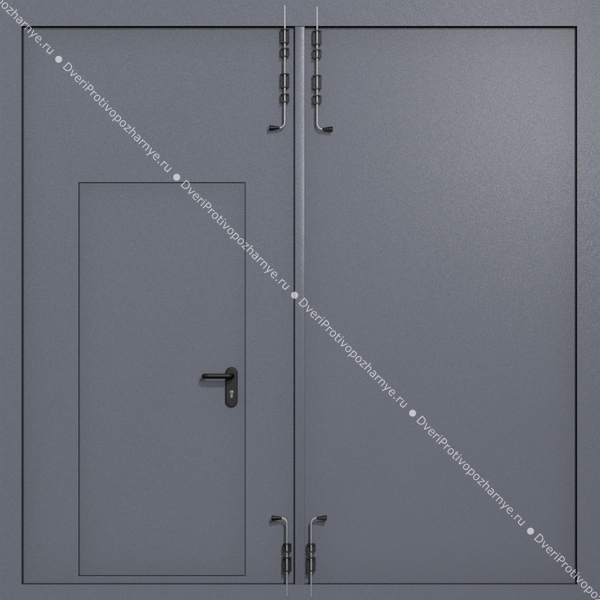 Распашные ворота ei-60 с калиткой (цвет темно-серый RAL 7015)